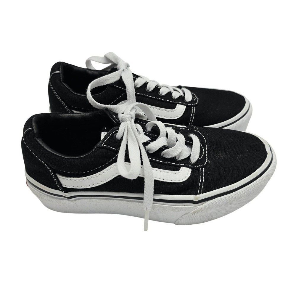 Vans Old Skool Stacked Kids Size 1 Black White Platform Skate Sneakers 721356